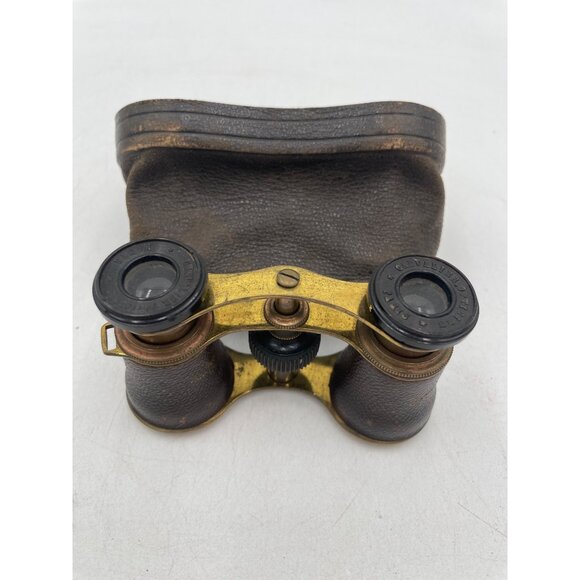 Chevalier Opticien Accessories - Antique Chevalier Opticien Paris Opera Glasses Case & Red Satin Interior